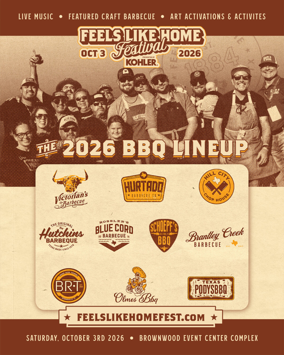 2026 BBQ lineup poster featuring the festival’s pitmasters and barbecue teams